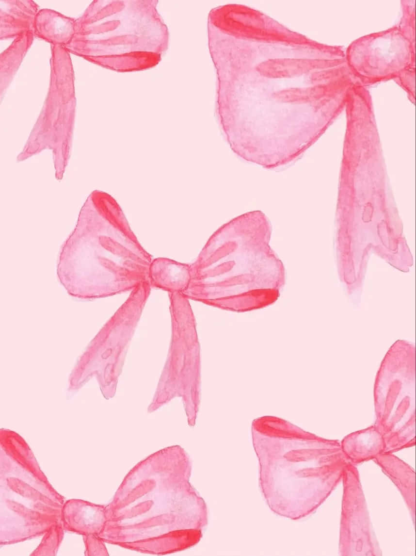 Pink Watercolor Bows Pattern Wallpaper