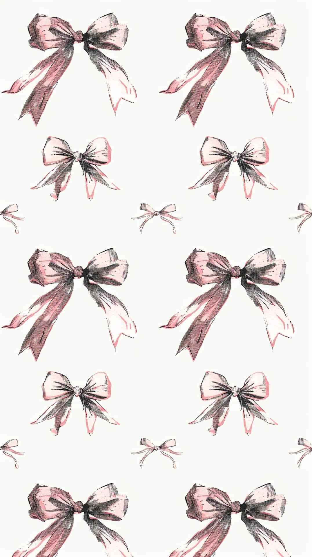 Pink Watercolor Bows Pattern Wallpaper