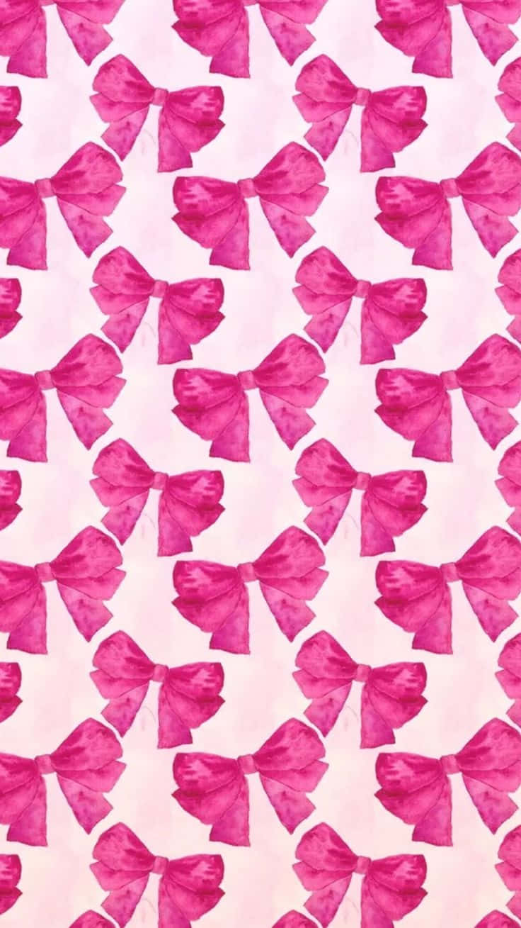 Pink Watercolor Bows Pattern Wallpaper