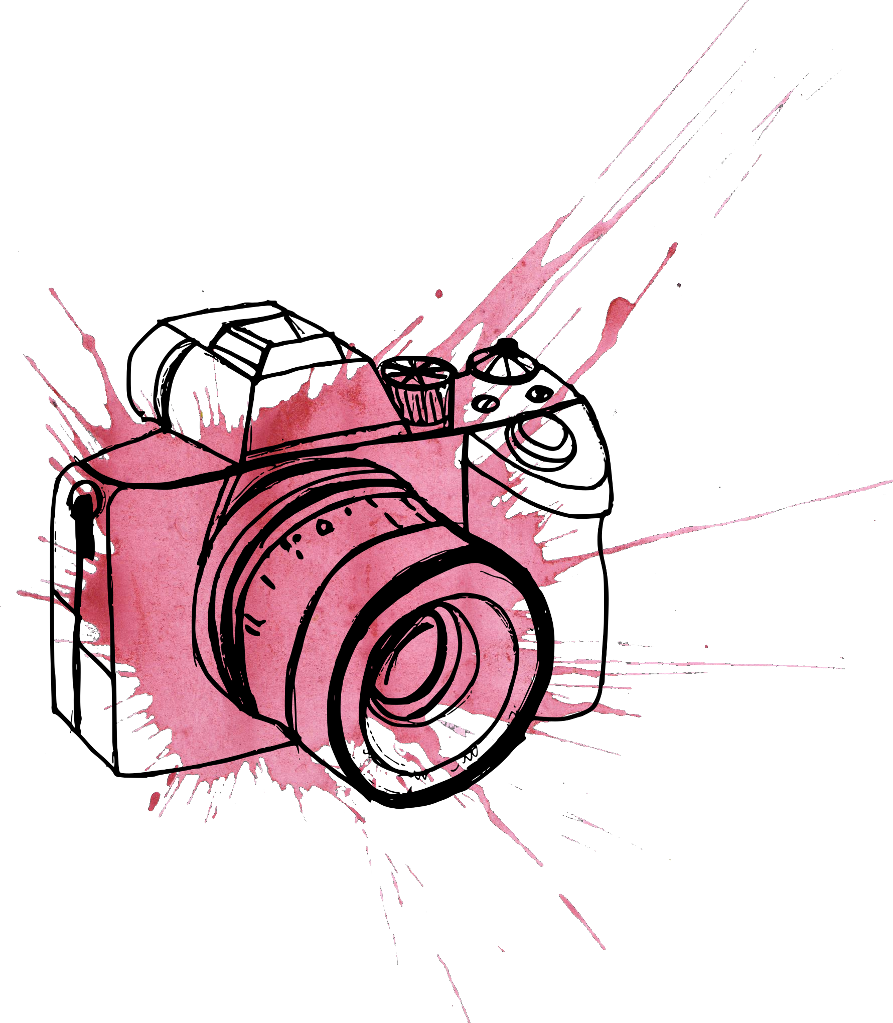 Pink Watercolor Camera Illustration PNG