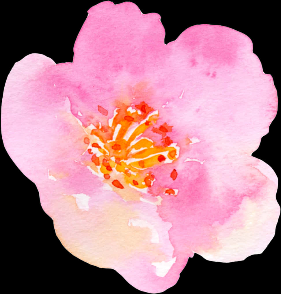 Pink Watercolor Flower Art PNG