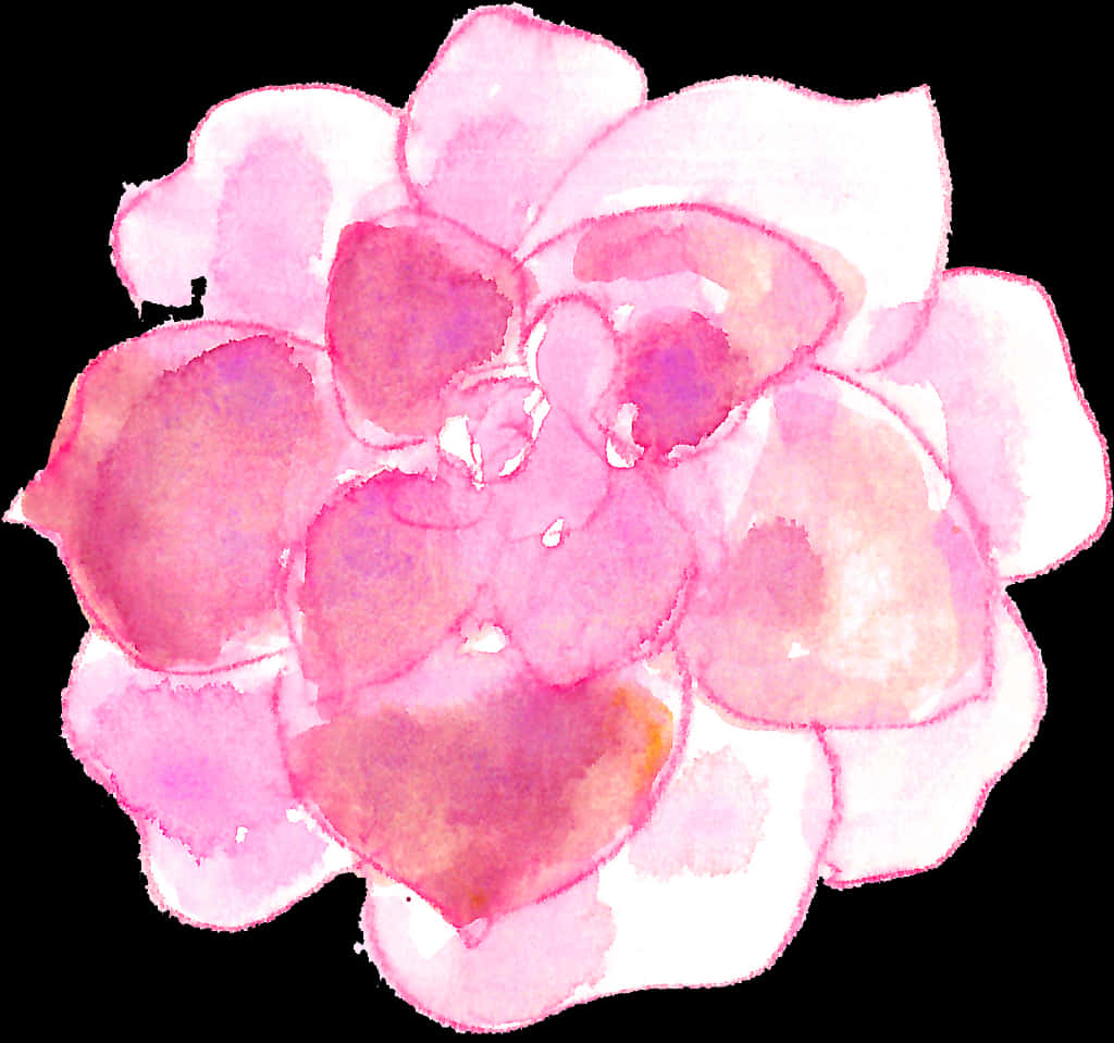 Pink Watercolor Flower Artwork PNG