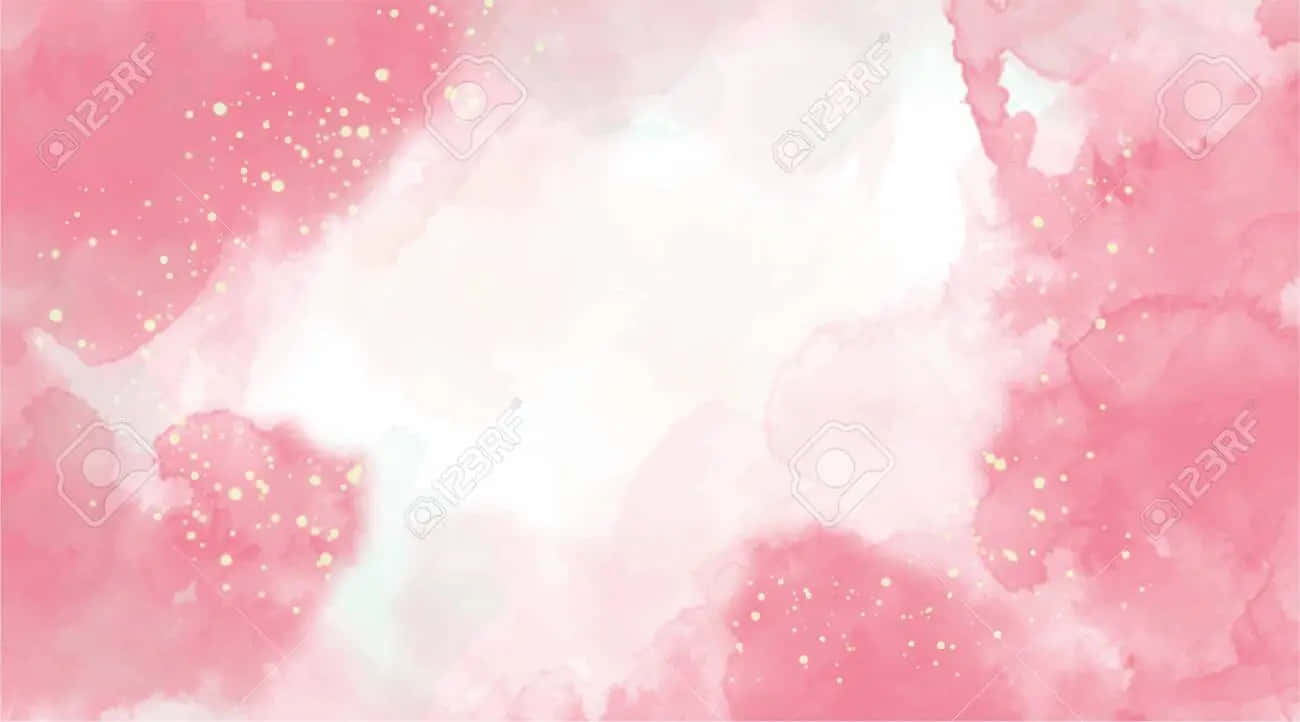 Pink Watercolor Background With Gold Dots Wallpaper