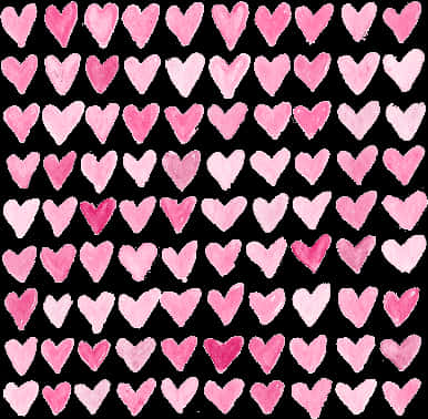 Pink Watercolor Hearts Pattern PNG
