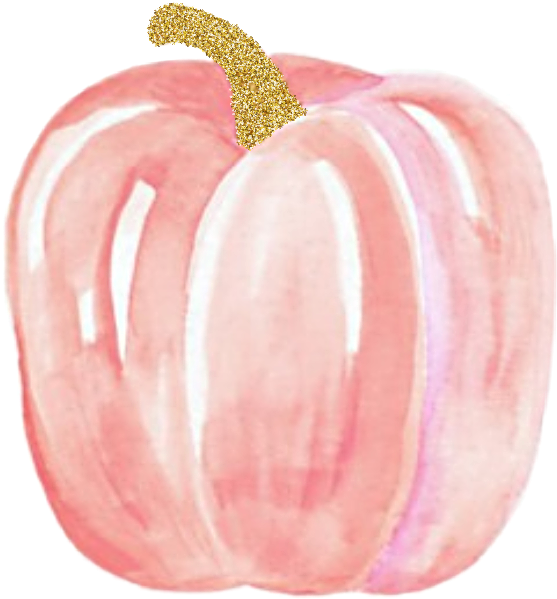 Pink Watercolor Pumpkinwith Glitter Stem PNG