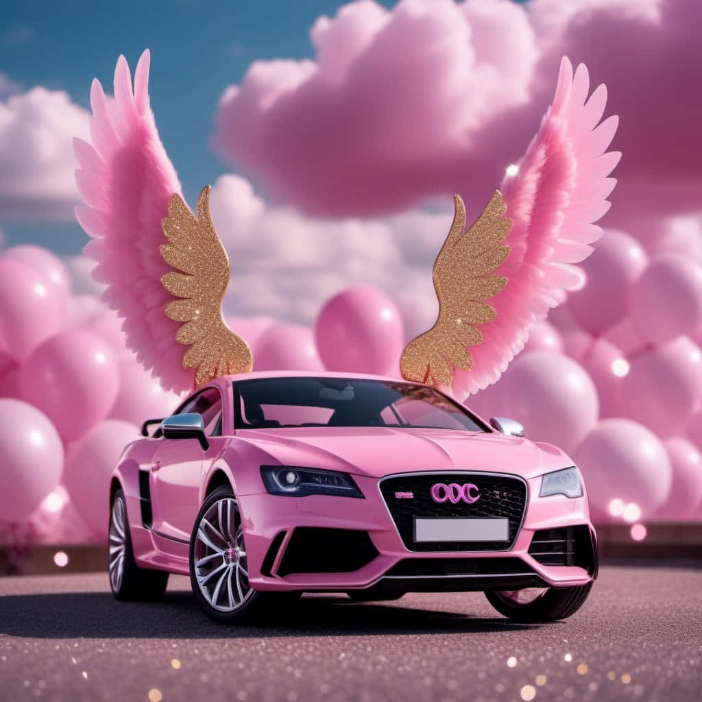 Pink Winged Audi R S5 Balloons Wallpaper