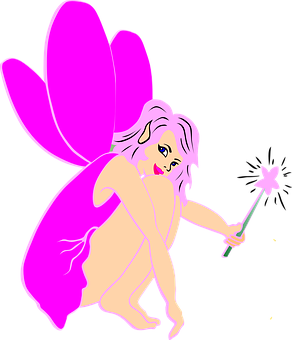 Pink Winged Fairy Vector Art PNG