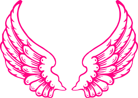 Pink Winged Silhouette Art PNG