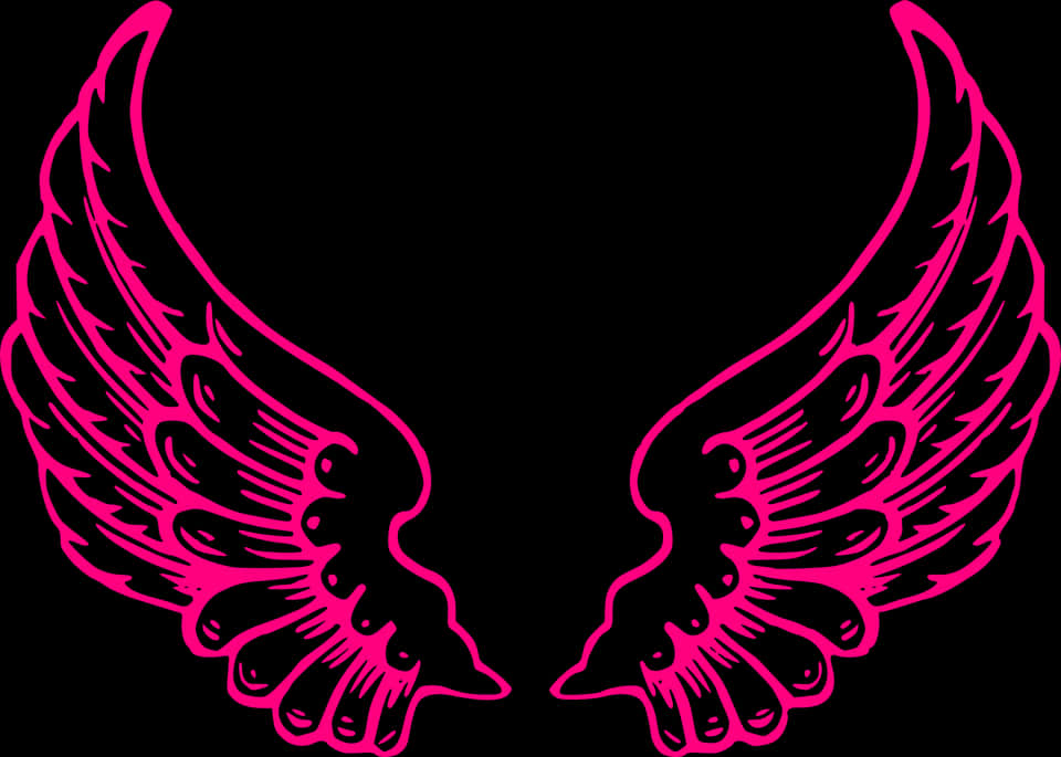 Pink Wings Black Background PNG