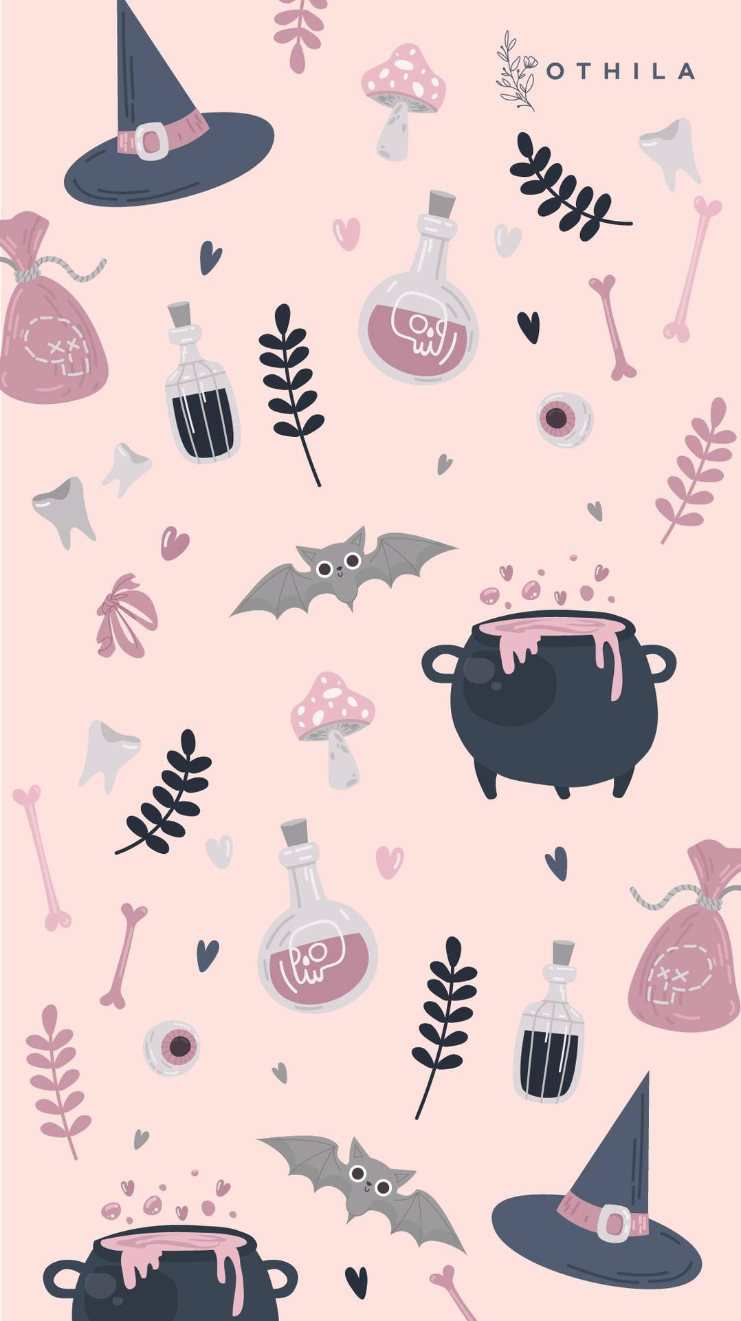 Pink Witchy Aesthetic Pattern Wallpaper