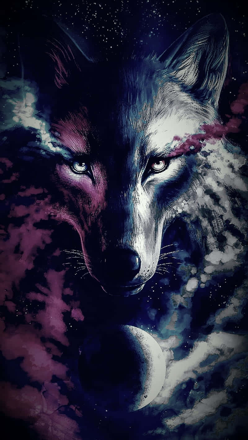 Download “One Pink Wolf Howling At The Moon.” Wallpaper | Wallpapers.com