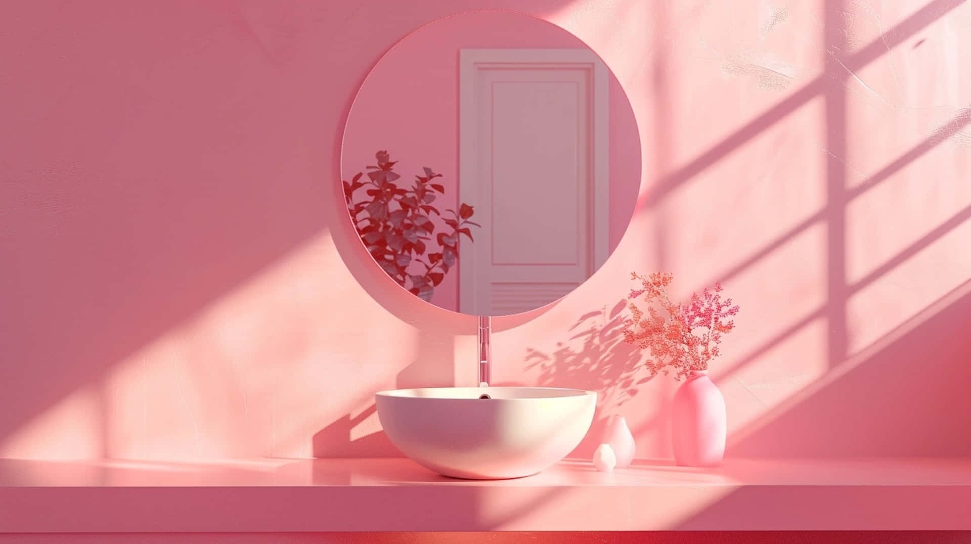 Pink Y2 K Aesthetic Bathroom Scene Wallpaper