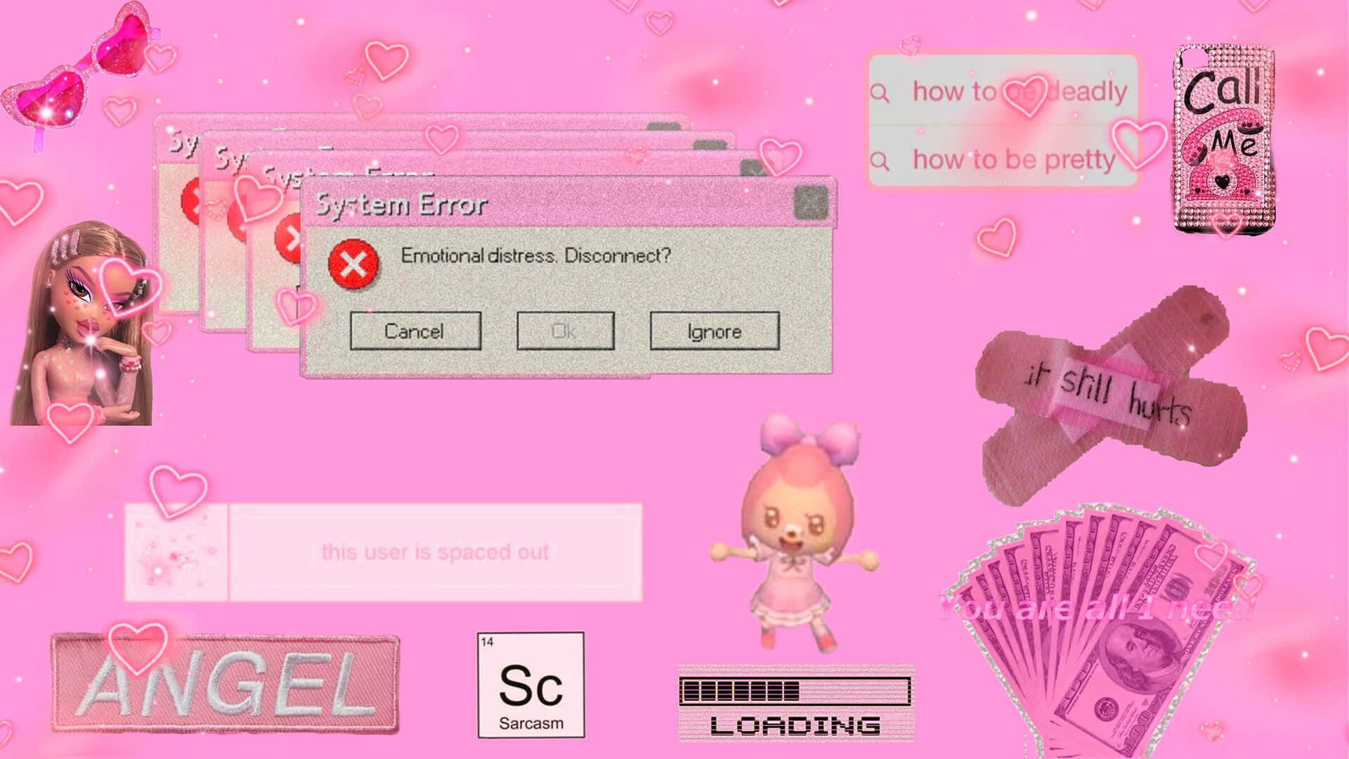 Pink Y2 K Aesthetic Collage Wallpaper