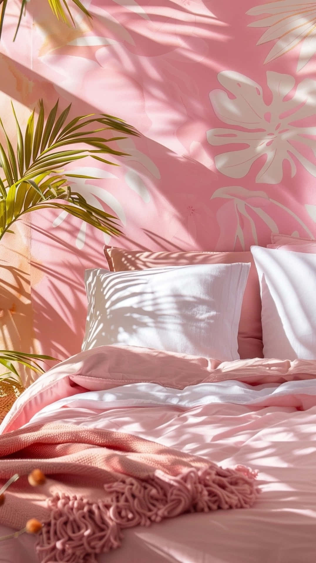Pink Y2 K Tropical Bedroom Vibes.jpg Wallpaper