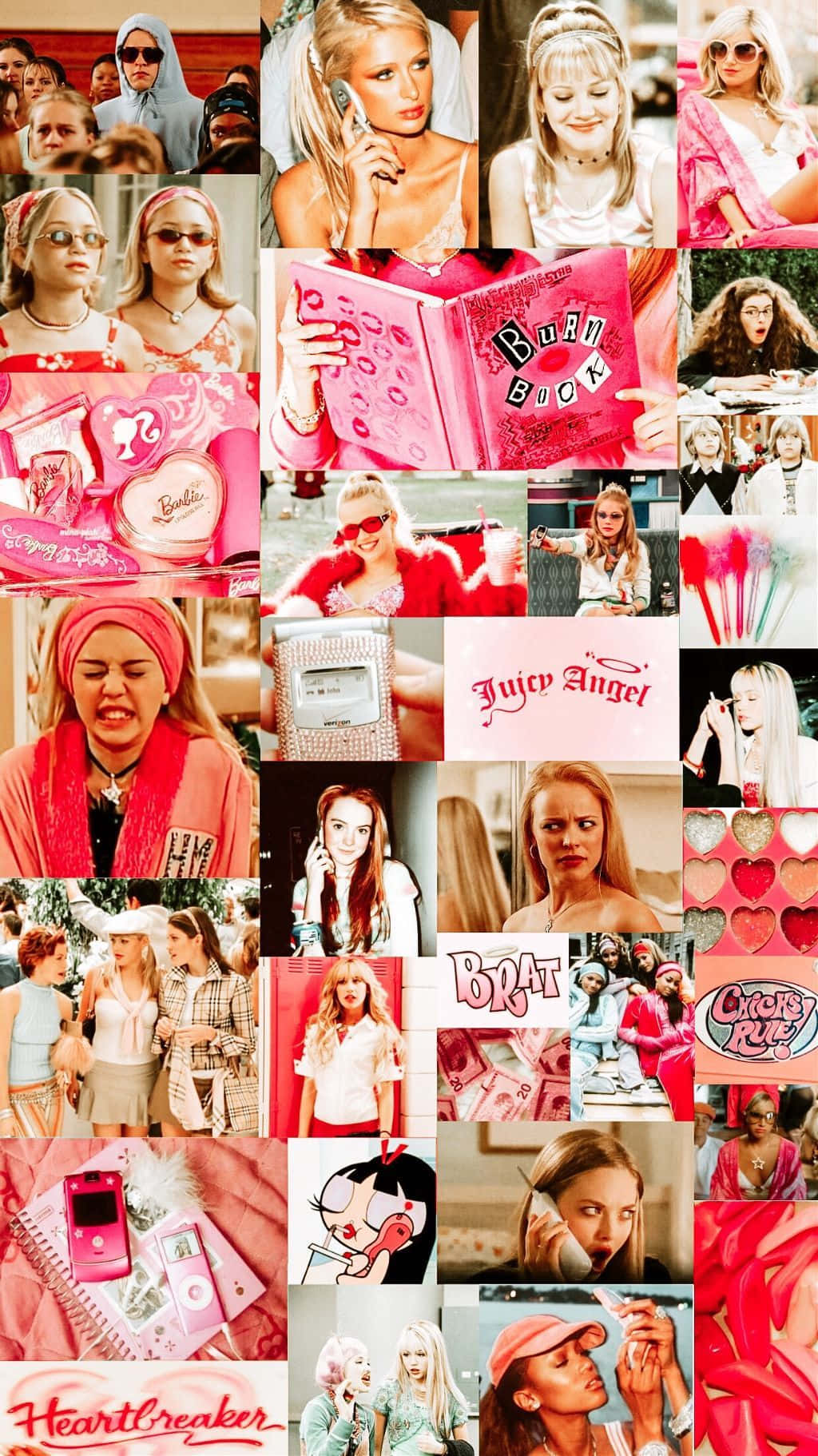 Pink Y2K Celebrities Collage Background