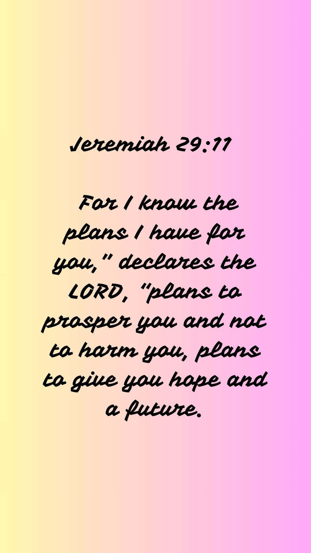 Pink Yellow Gradient Bible Verse Jeremiah2911 Wallpaper