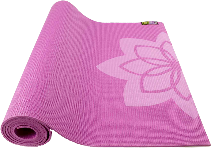 Pink Yoga Matwith Lotus Design PNG