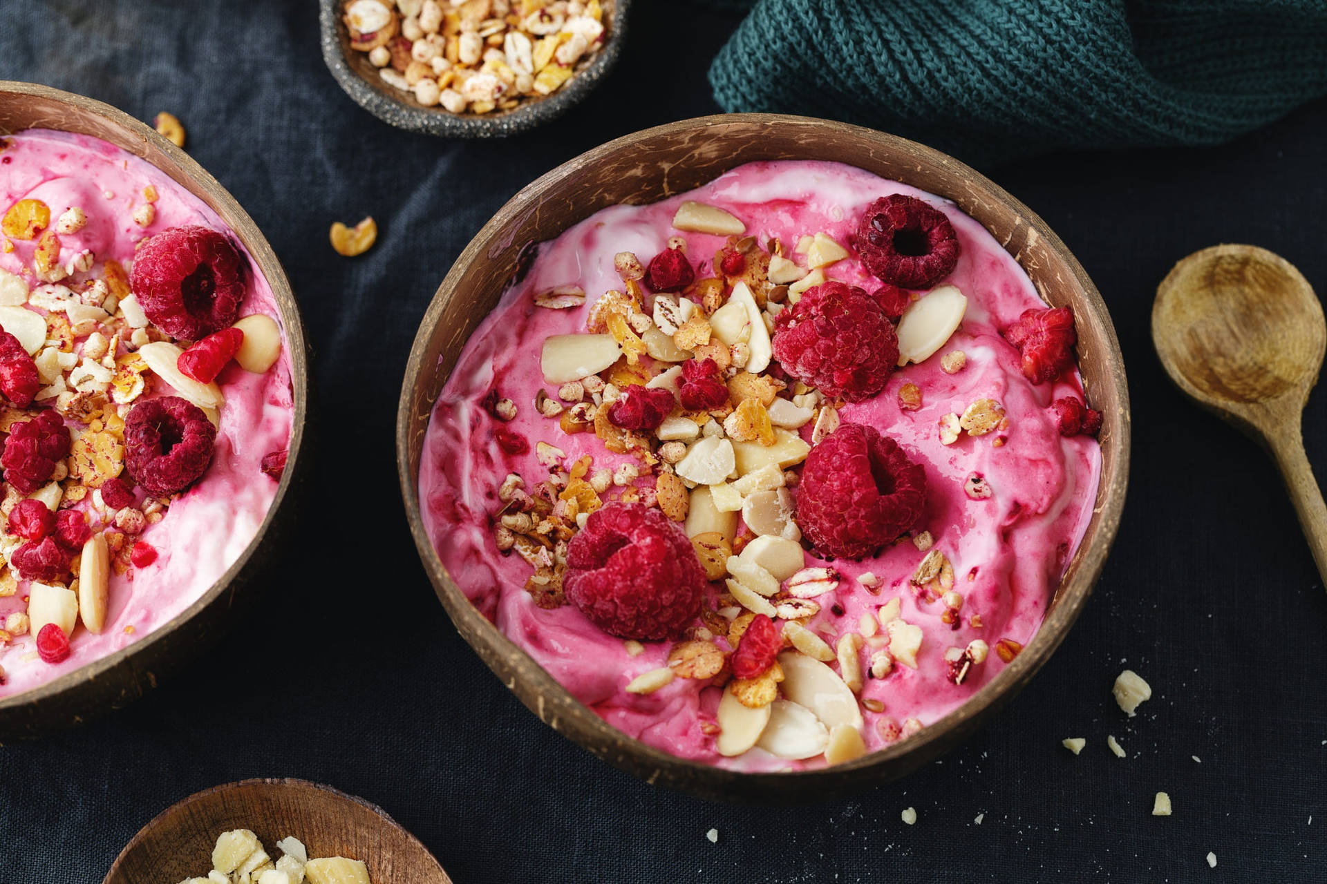 Pink Yogurt With Raspberries Wallpaper