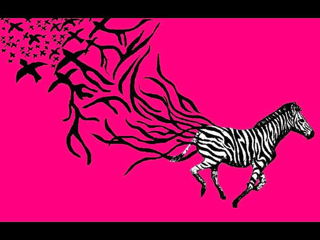 Pink Background Running Zebra Wallpaper