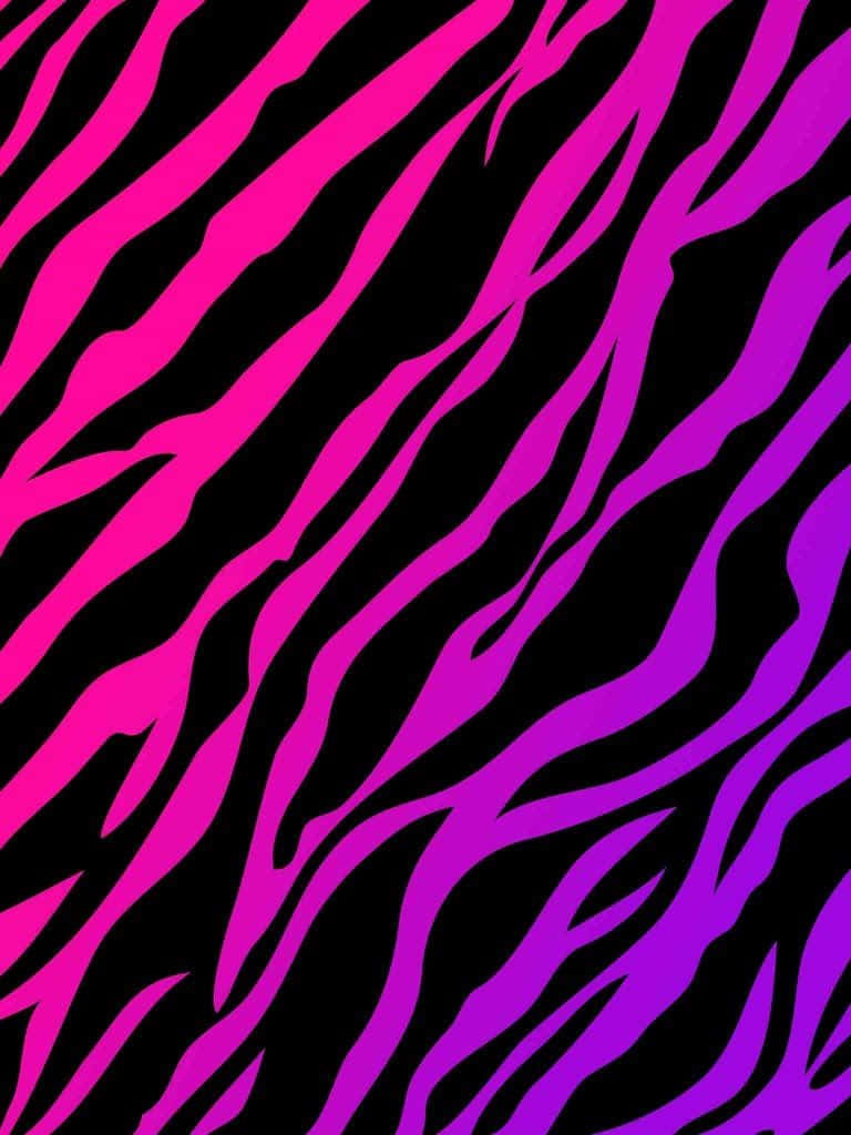 A Zebra Print Pattern With Purple And Pink Stripes Wallpaper