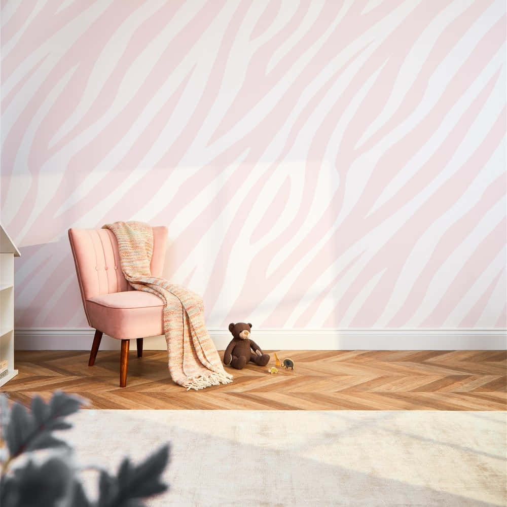 A Pink Zebra Print Wall In A Child's Room Wallpaper