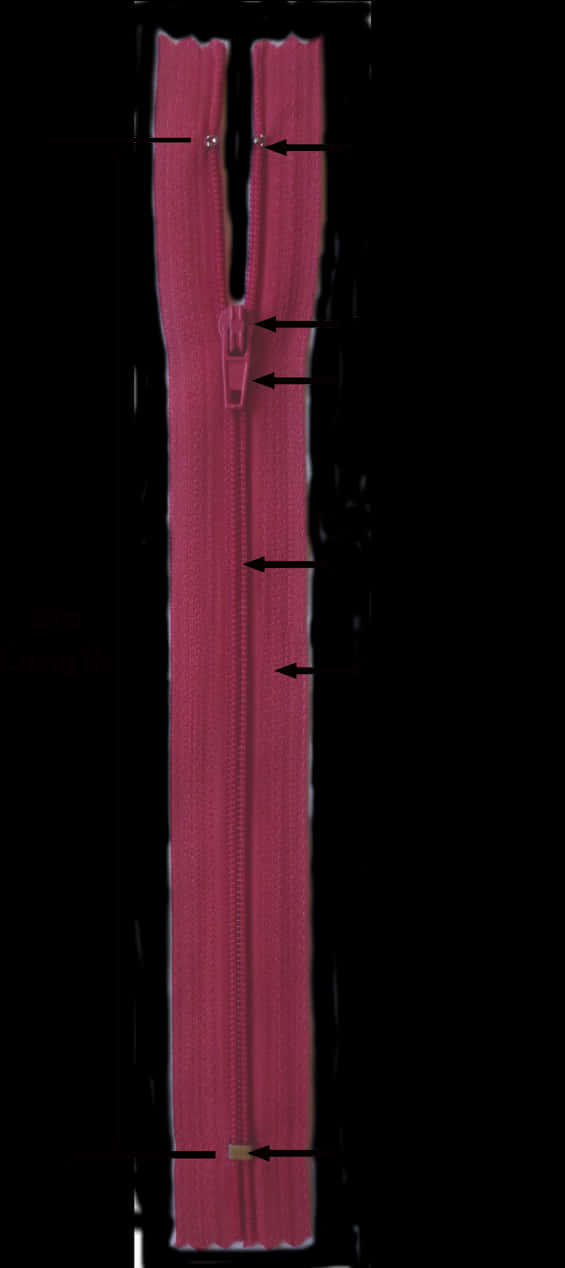 Pink Zipper Closed Black Background PNG
