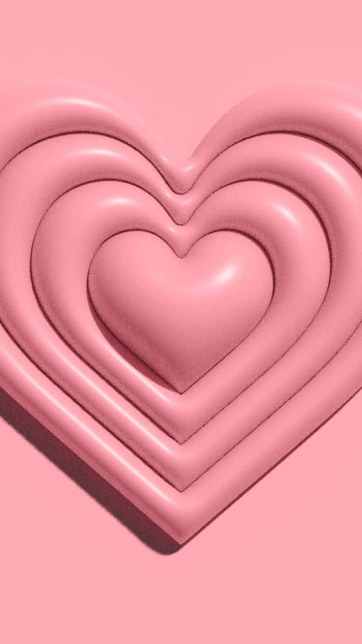 Pink3 D Heart Design Wallpaper