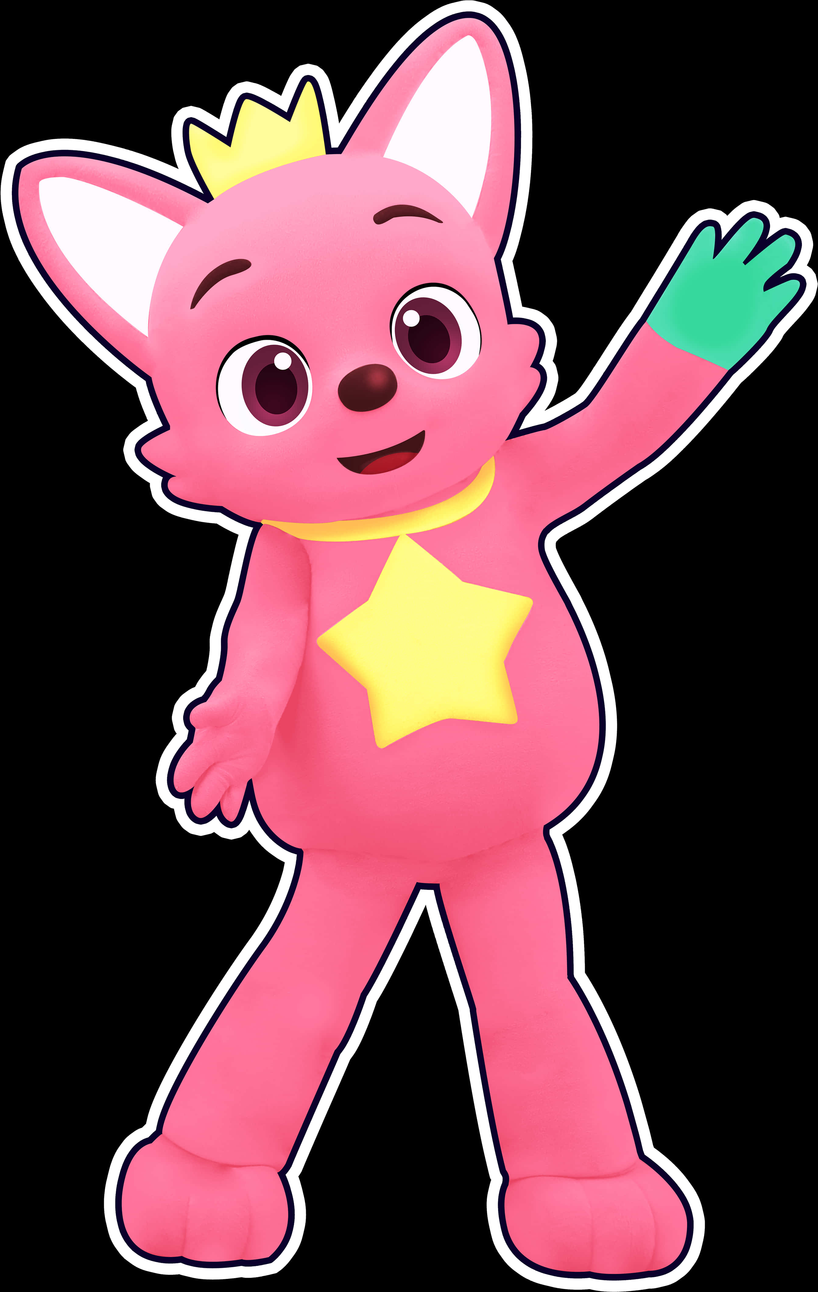 Pink_ Animated_ Character_ Waving SVG