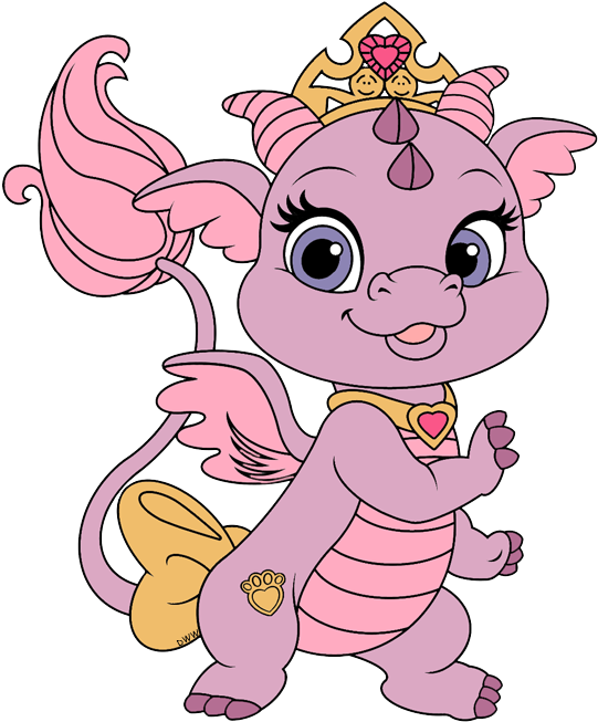Pink_ Animated_ Dragon_with_ Crown PNG
