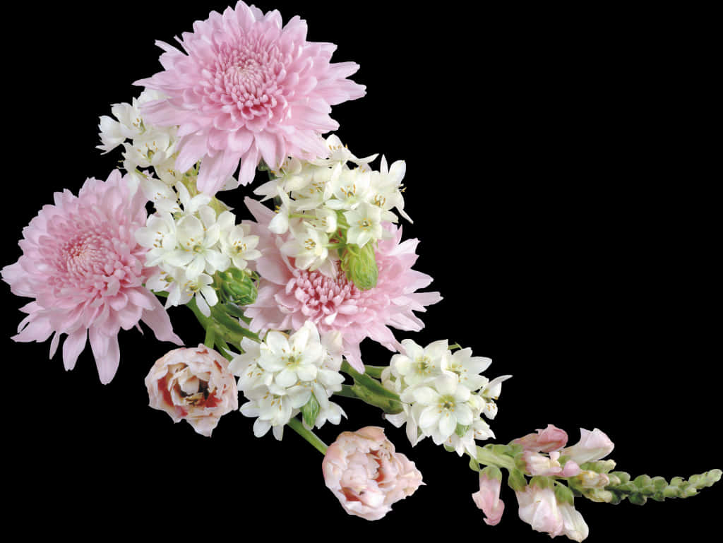 Pink_ Chrysanthemums_and_ White_ Flowers_ Arrangement PNG