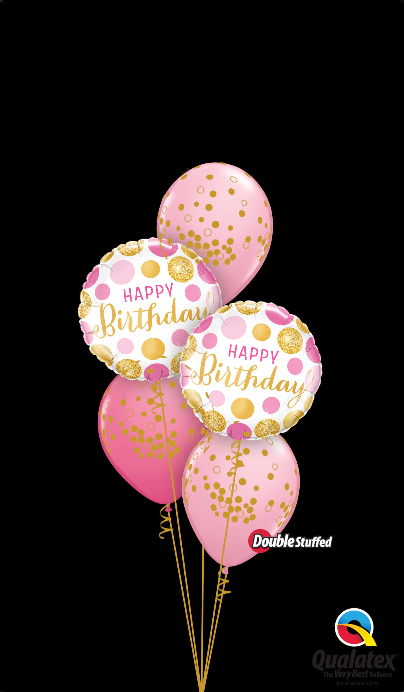 Pink_ Gold_ Happy_ Birthday_ Balloons_ Transparent_ Background PNG