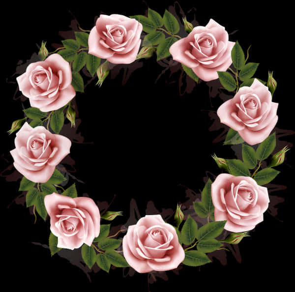 Pink_ Rose_ Wreath_ Vector PNG