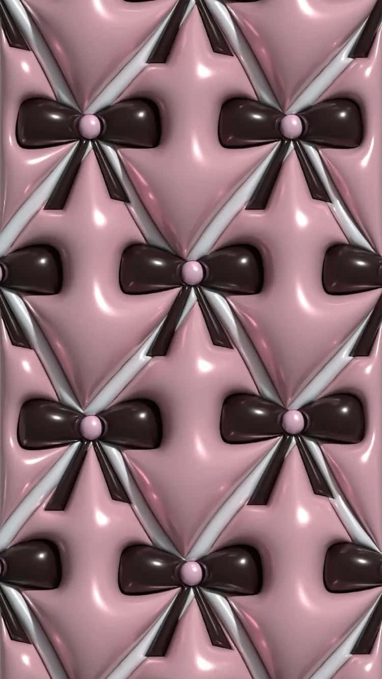 Pinkand Black Bows3 D Pattern Wallpaper