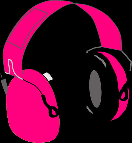 Pinkand Black Headphones Illustration PNG