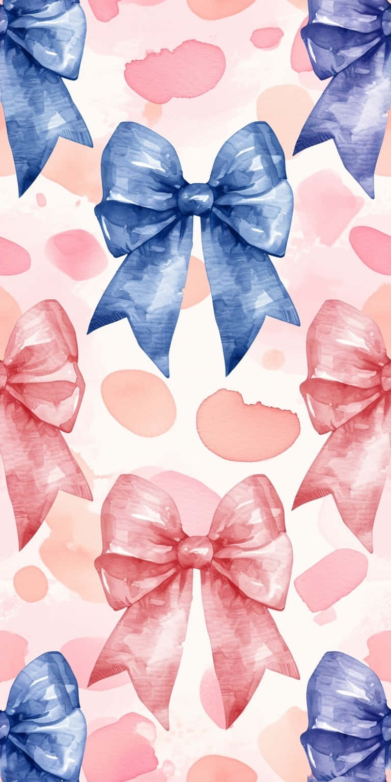 Pinkand Blue Bows Pattern Wallpaper