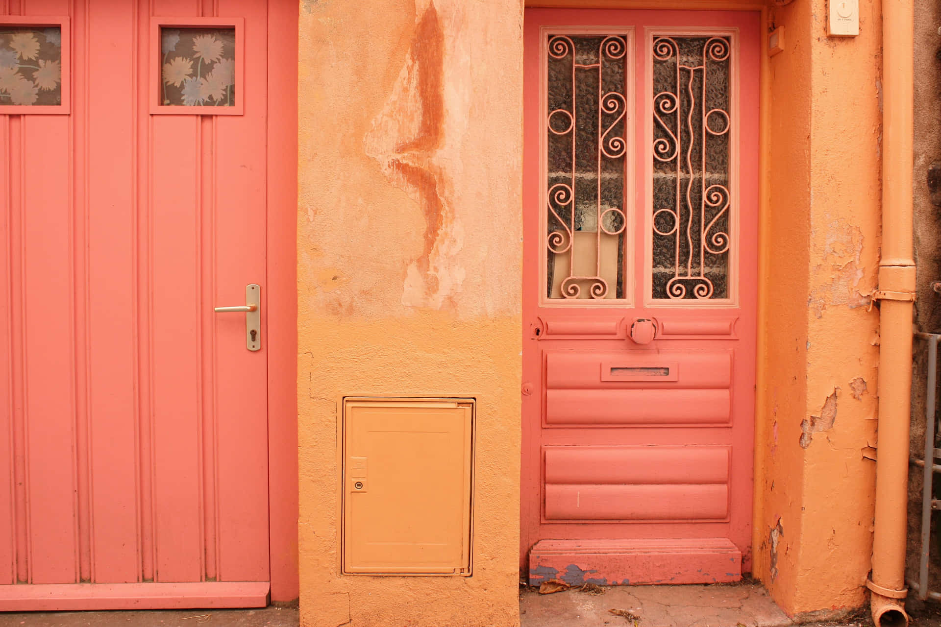 Pinkand Orange Doors Texture Wallpaper