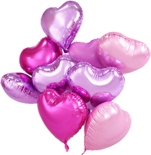 Pinkand Purple Heart Balloons PNG