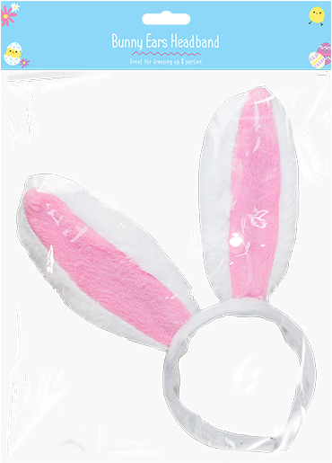 Pinkand White Bunny Ears Headband PNG