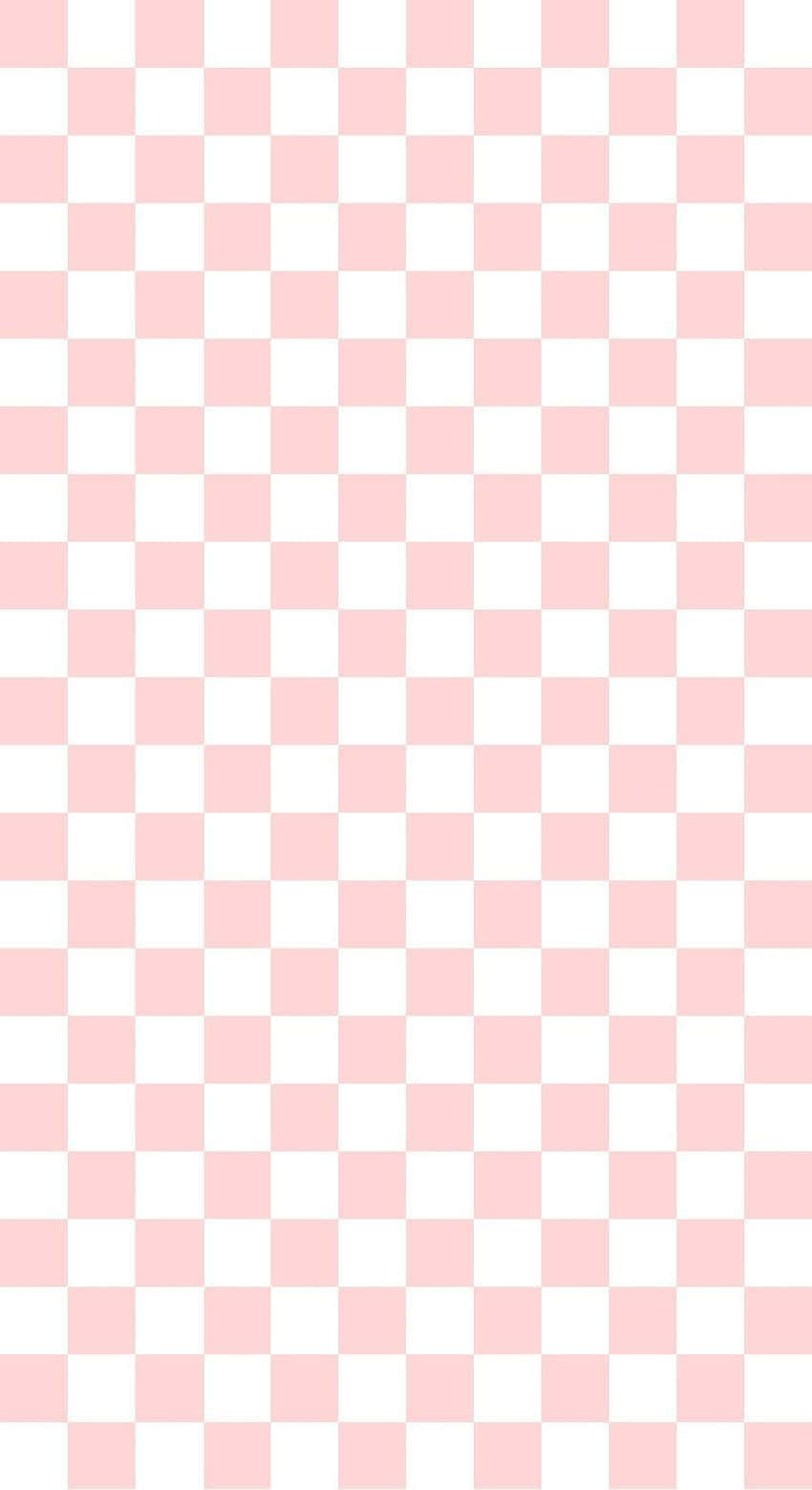 Pinkand White Checkered Pattern Wallpaper