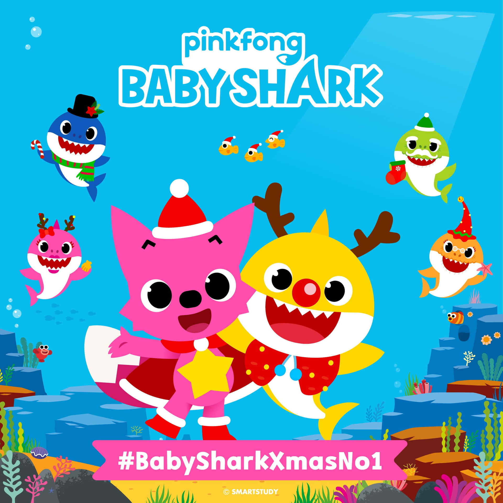 Pinkfong Baby Shark Christmas Outfit Wallpaper