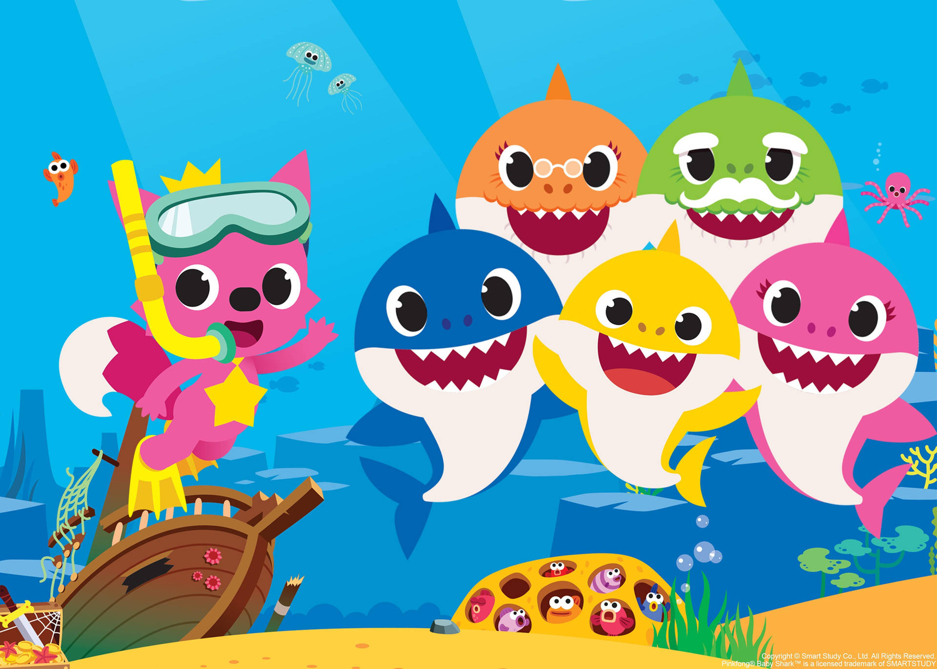 Pinkfong Baby Shark Family Wallpaper