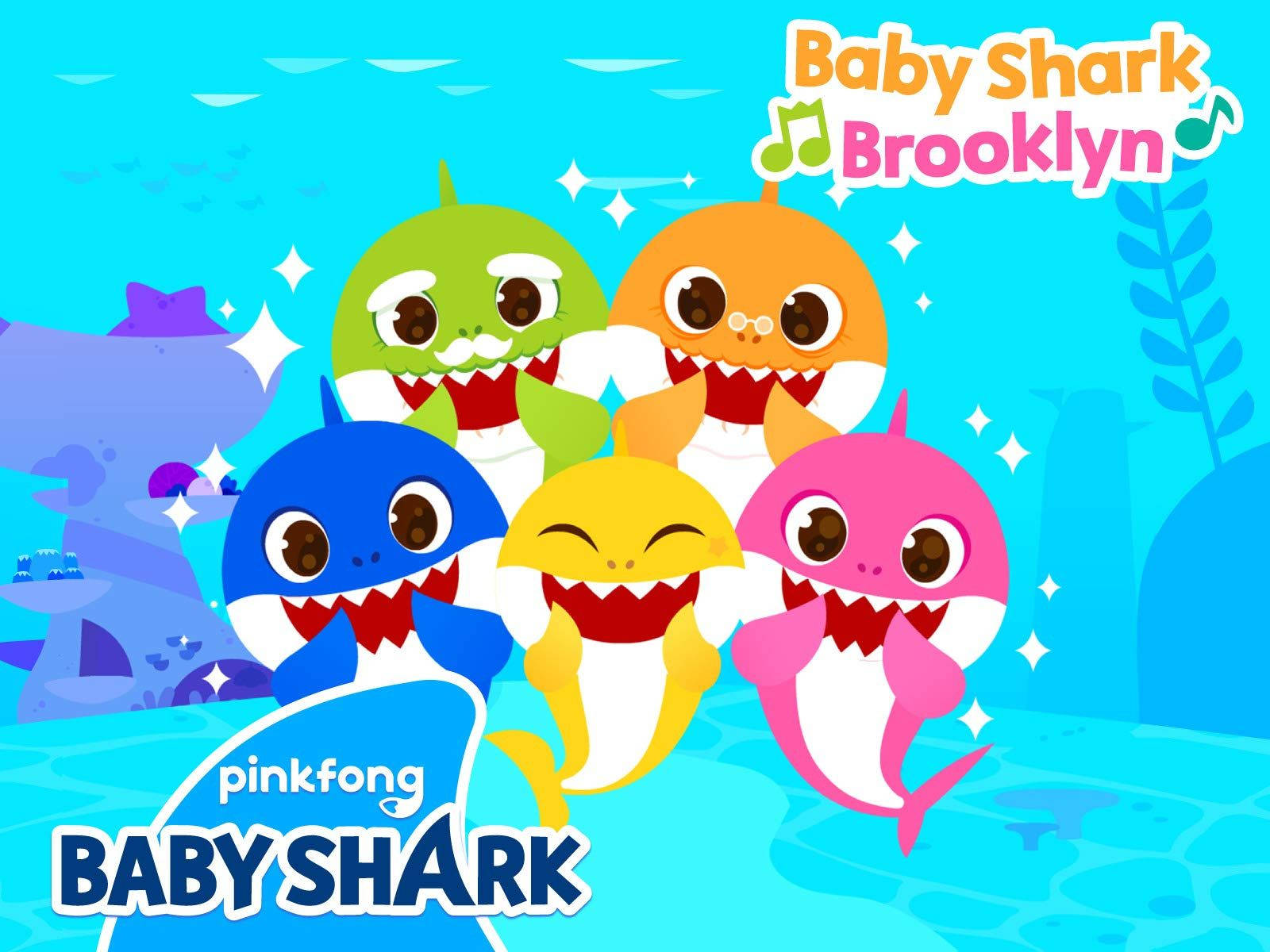 Pinkfong Baby Shark i Brooklyn Cityscape Wallpaper