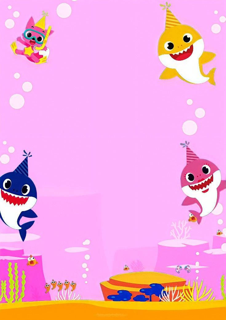 Pinkfongbebê Tubarão Aestético Em Rosa Papel de Parede