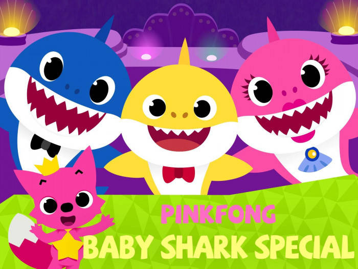 "pinkfong Baby Shark Takes A Joyful Ride Through The Ocean" Wallpaper