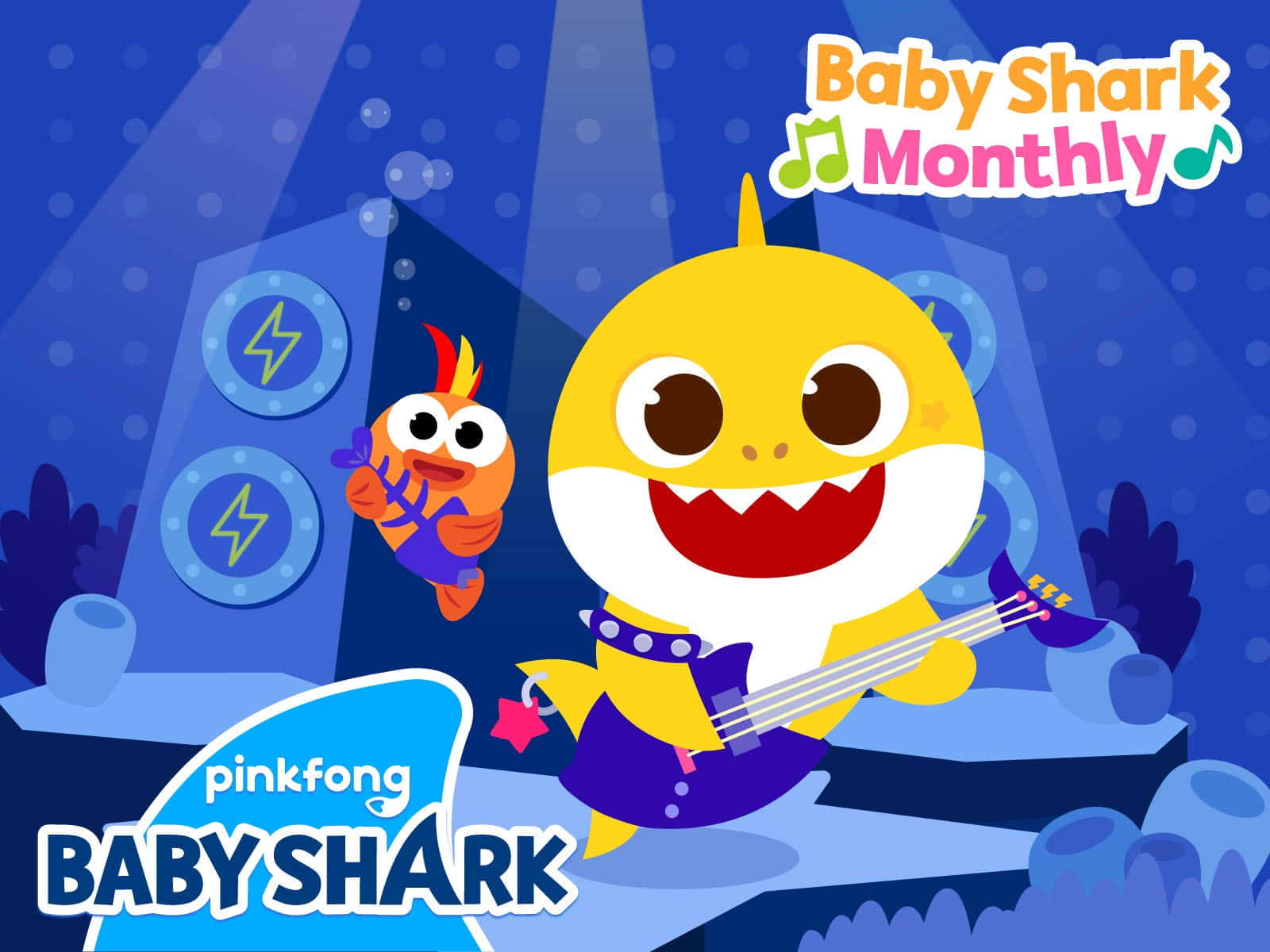 Pinkfong Baby Shark Med Guitar Tapet Wallpaper