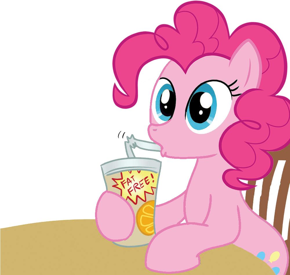 Pinkie Pie Drinking Fat Free Milkshake PNG