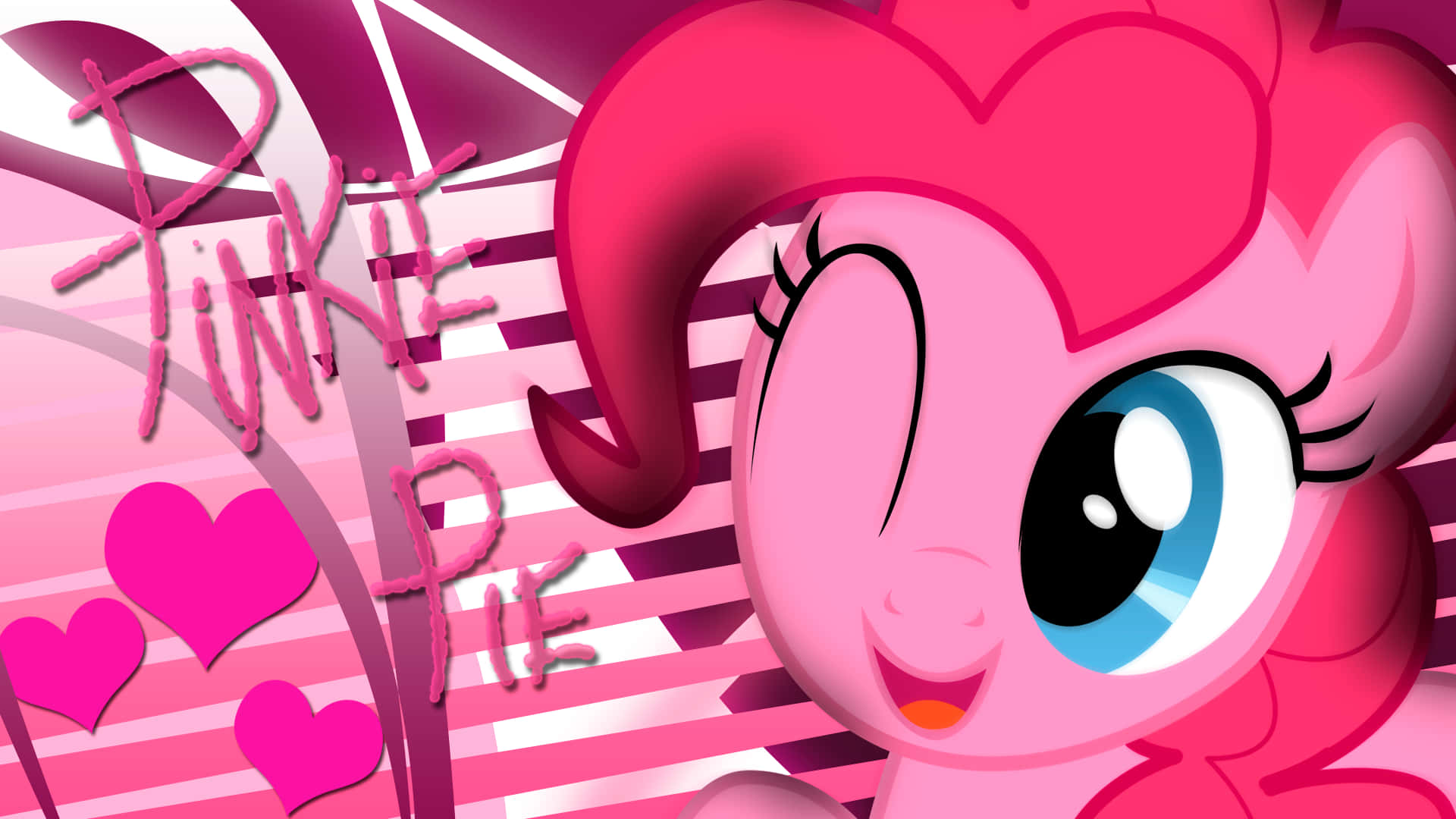 Pinkie Pie with balloons flying through the clouded sky