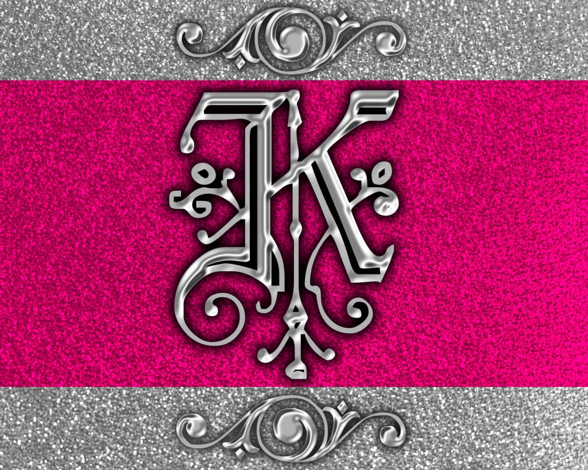 Download Pinkish Silver Letter K Wallpaper 
