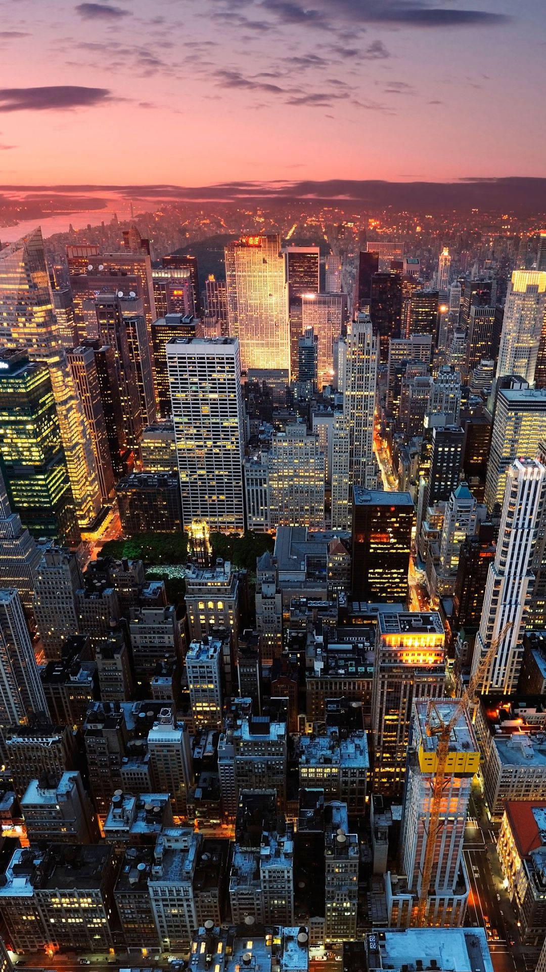Lyserød himmel New York Skyline iPhone Wallpaper Wallpaper