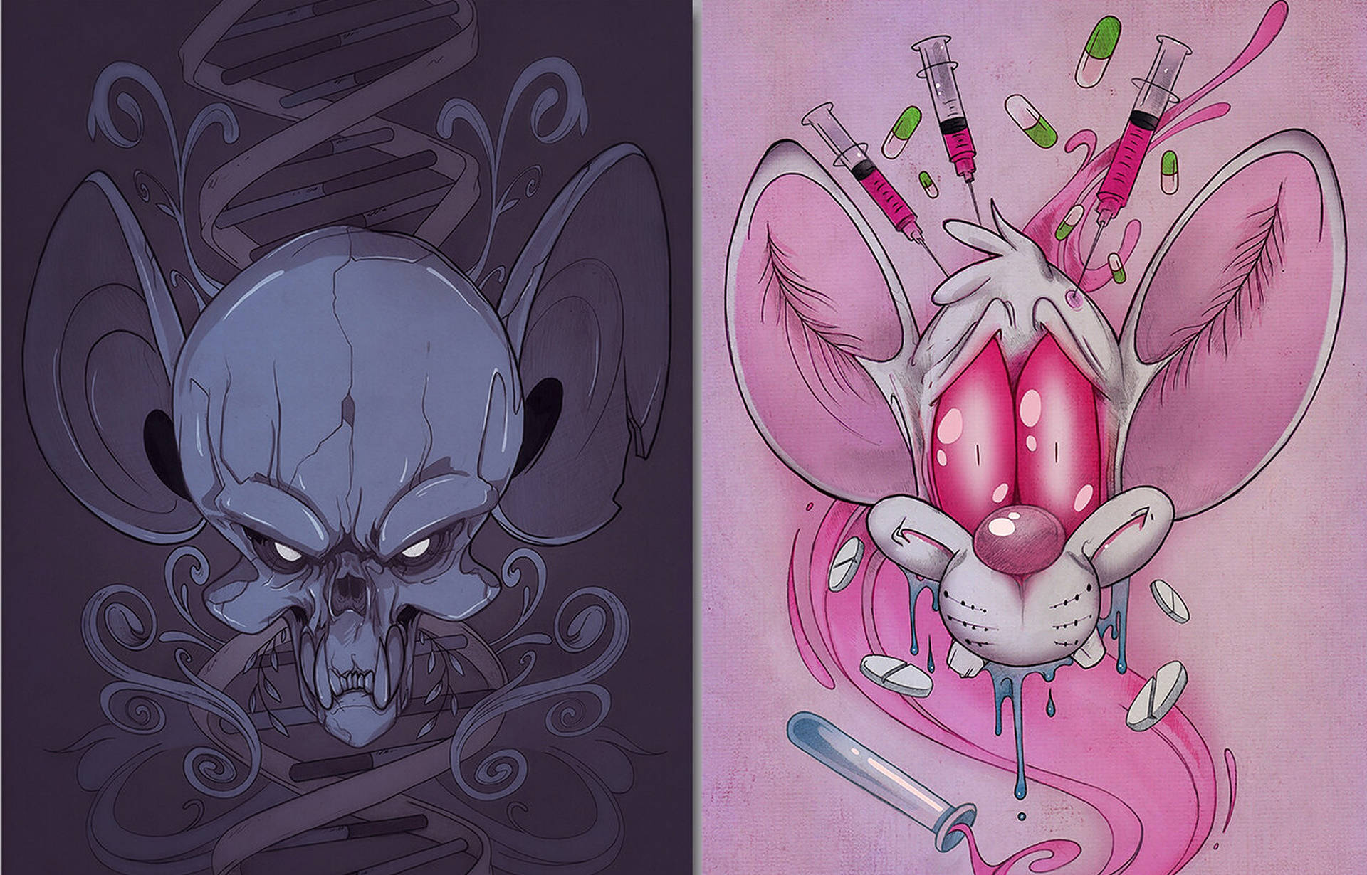 Pinky And The Brain Creepy Art Wallpaper